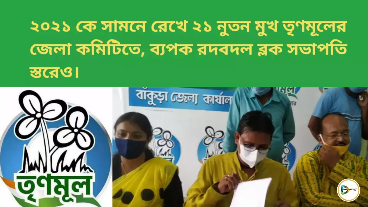 ২০২১ কে সামনে রেখে ২১ নুতন মুখ তৃণমূলের জেলা কমিটিতে, ব্যপক রদবদল ব্লক সভাপতি স্তরেও। ২০২১ কে সামনে রেখে ২১ নুতন মুখ তৃণমূলের জেলা কমিটিতে, ব্যপক রদবদল ব্লক সভাপতি স্তরেও।