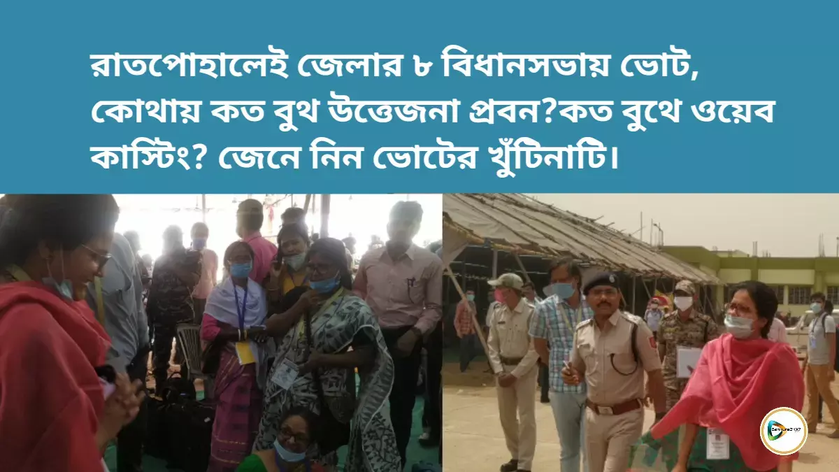 রাতপোহালেই জেলার ৮ বিধানসভায় ভোট, কোথায় কত বুথ উত্তেজনা প্রবন?কত বুথে ওয়েব কাস্টিং? ভোটের খুঁটিনাটি জেনে নিন। রাতপোহালেই জেলার ৮ বিধানসভায় ভোট, কোথায় কত বুথ উত্তেজনা প্রবন?কত বুথে ওয়েব কাস্টিং? ভোটের খুঁটিনাটি জেনে নিন।