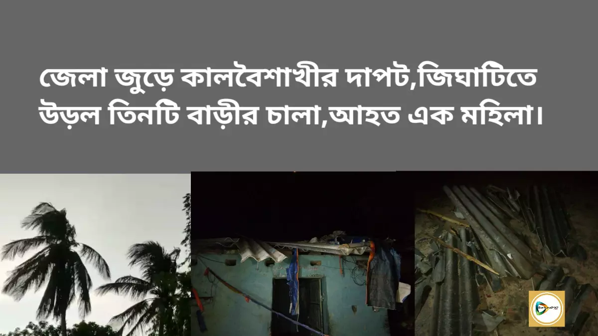 জেলা জুড়ে কালবৈশাখীর দাপট,জিঘাটিতে উড়ল তিনটি বাড়ীর চালা,আহত এক মহিলা।