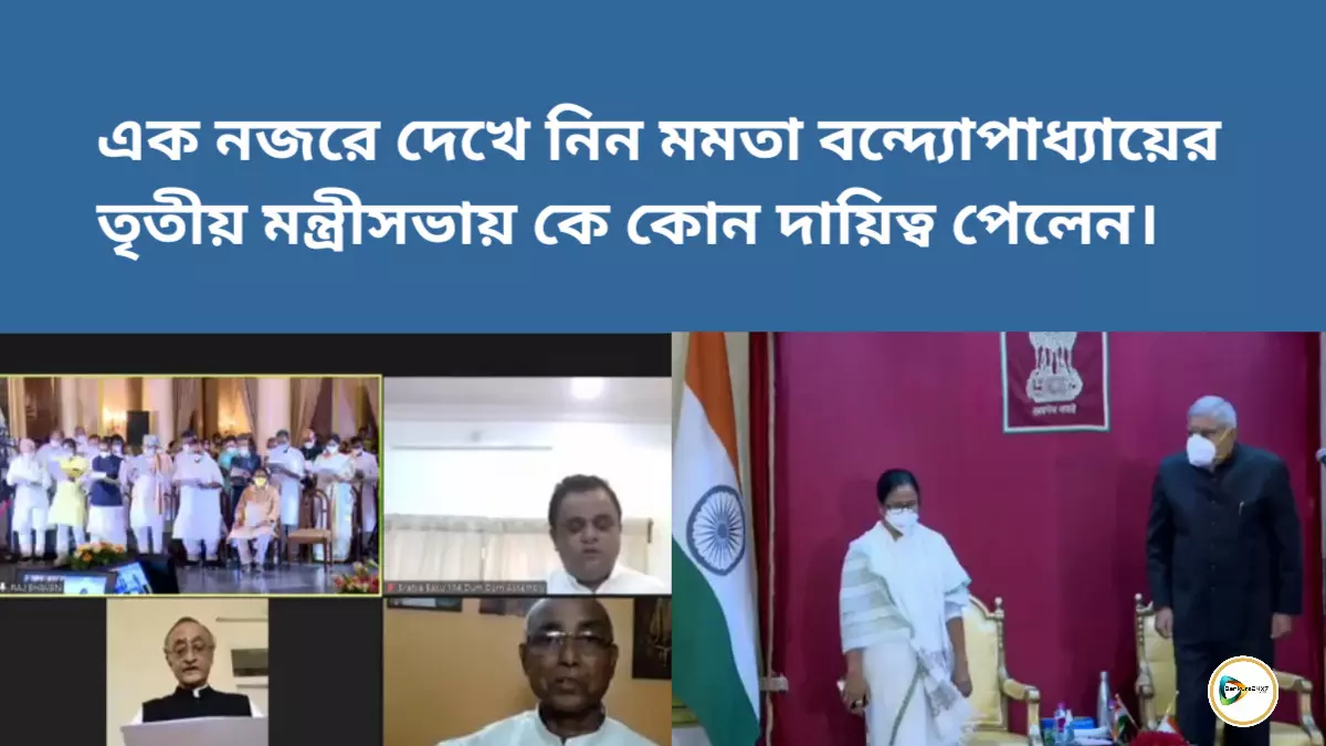 এক নজরে দেখে নিন মমতা বন্দ্যোপাধ্যায়ের তৃতীয় মন্ত্রীসভায় কে কোন দায়িত্ব পেলেন।