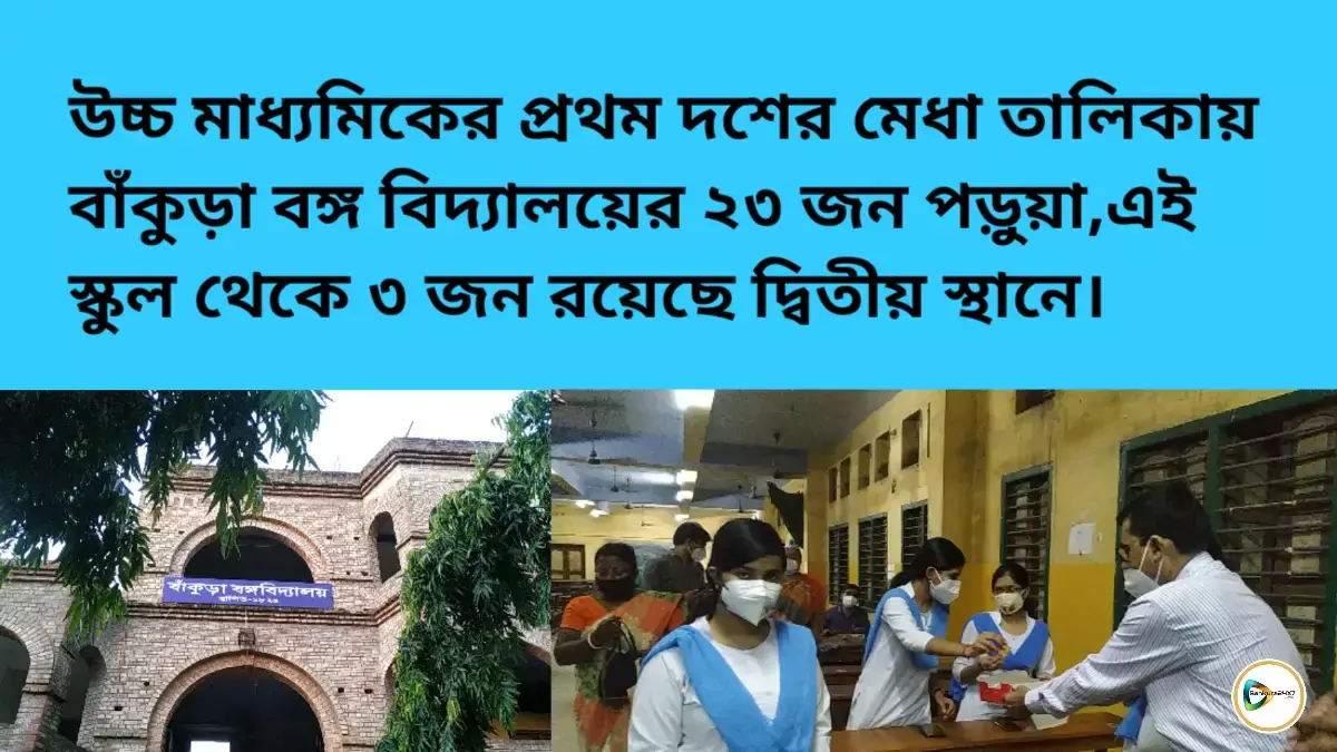 উচ্চ মাধ্যমিকের প্রথম দশের মেধা তালিকায় বাঁকুড়া বঙ্গ বিদ্যালয়ের ২৩ জন পড়ুয়া,এই স্কুল থেকে ৩ জন রয়েছে দ্বিতীয় স্থানে। উচ্চ মাধ্যমিকের প্রথম দশের মেধা তালিকায় বাঁকুড়া বঙ্গ বিদ্যালয়ের ২৩ জন পড়ুয়া,এই স্কুল থেকে ৩ জন রয়েছে দ্বিতীয় স্থানে।