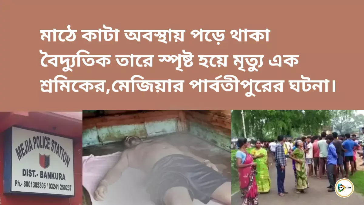 মাঠে কাটা অবস্থায় পড়ে থাকা বৈদ্যুতিক তারে স্পৃষ্ট হয়ে মৃত্যু এক শ্রমিকের,মেজিয়ার পার্বতীপুরের ঘটনা। মাঠে কাটা অবস্থায় পড়ে থাকা বৈদ্যুতিক তারে স্পৃষ্ট হয়ে মৃত্যু এক শ্রমিকের,মেজিয়ার পার্বতীপুরের ঘটনা।