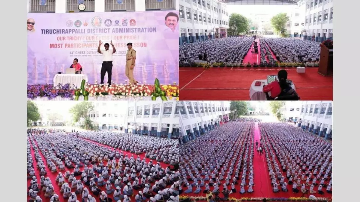 Tiruchirappalli District Administration in TN Sets Elite World Records for the Title Most Participants in a Chess Lesson