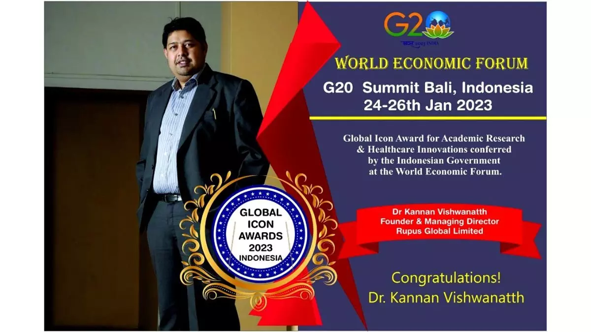 Dr Kannan Vishwanatth of Rupus Global Limited awarded Global Icon Award at Royal Palace, Bali Dr Kannan Vishwanatth of Rupus Global Limited awarded Global Icon Award at Royal Palace, Bali