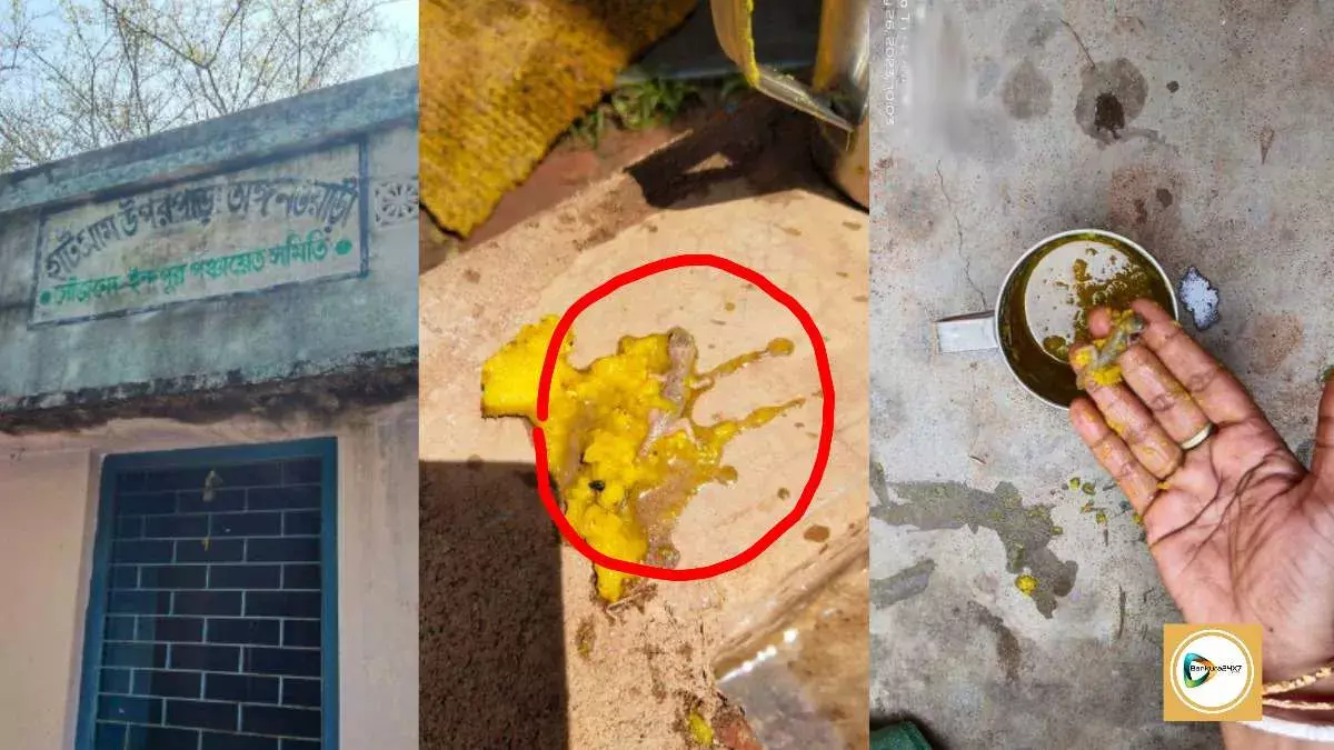 ইন্দপুরের হাটগ্রাম উপর পাড়া অঙ্গনওয়াড়ী কেন্দ্রের খাবারে টিকটিকি,অসুস্থ পড়ুয়ার। ইন্দপুরের হাটগ্রাম উপর পাড়া অঙ্গনওয়াড়ী কেন্দ্রের খাবারে টিকটিকি,অসুস্থ পড়ুয়ার।