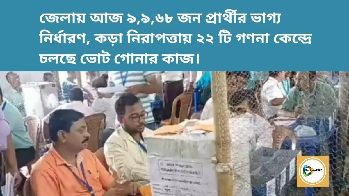 জেলায় আজ ৯,৯,৬৮ জন প্রার্থীর ভাগ্য নির্ধারণ, কড়া নিরাপত্তায় ২২ টি গণনা কেন্দ্রে চলছে ভোট গোনার কাজ। জেলায় আজ ৯,৯,৬৮ জন প্রার্থীর ভাগ্য নির্ধারণ, কড়া নিরাপত্তায় ২২ টি গণনা কেন্দ্রে চলছে ভোট গোনার কাজ।