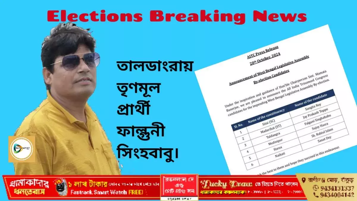 বহিরাগত হেভী ওয়েট নয়,স্থানীয় প্রার্থীতেই সীলমোহর তৃণমূলের,তালডংরায় প্রার্থী ফাল্গুনী সিংহবাবু। বহিরাগত হেভী ওয়েট নয়,স্থানীয় প্রার্থীতেই সীলমোহর তৃণমূলের,তালডংরায় প্রার্থী ফাল্গুনী সিংহবাবু।
