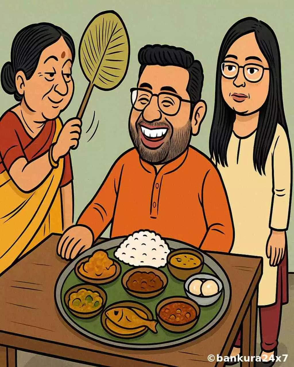 Bankura24x7 cartoon : ব্যঙ্গচিত্র : জামাই ষষ্ঠী।