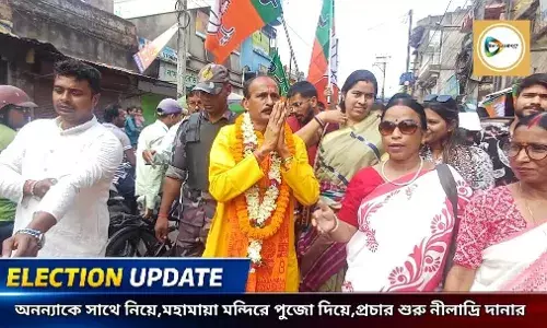 অনন্যা রায় চক্রবর্তীকে সাথে নিয়ে,মহামায়া মন্দিরে পুজো দিয়ে প্রচার শুরু নীলাদ্রি দানার