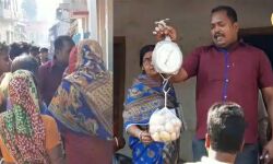 করোনা সতর্কতায় অঙ্গনওয়াড়ি কেন্দ্রে বিলি করা চাল,আলু ওজনে কম, অভিভাবকদের বিক্ষোভ সিমলাপালে।