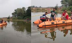 জিঘাটির দেশুড়িয়াতে পুকুরে তল্লাশি সিভিল ডিফেন্সের, তবুও মিলল না নিখোঁজ ব্যক্তির সন্ধান।
