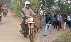 বুলেটে চড়ে একই দিনে, জঙ্গল মহলের তিনটি ব্লক  চষে বেড়ালেন জেলাশাসক।