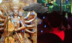 সপ্তমীর সন্ধ্যেতে বৃষ্টি থামতেই মন্ডপে মানুষের ঢল। অষ্ঠমীর দুপুরে বৃষ্টির আশঙ্কা! হাওয়া অফিসের।