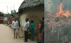 মেজিয়ার তেওয়াড়ী ডাঙ্গায় আগুনে পুড়ল ৫টি বাড়ি,দমকল দেরীতে আসায় ক্ষোভ।